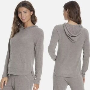 Barefoot Dreams CozyChic Ultra Lite Pullover Hoodie Gray SZ L Cozy Soft Lounge